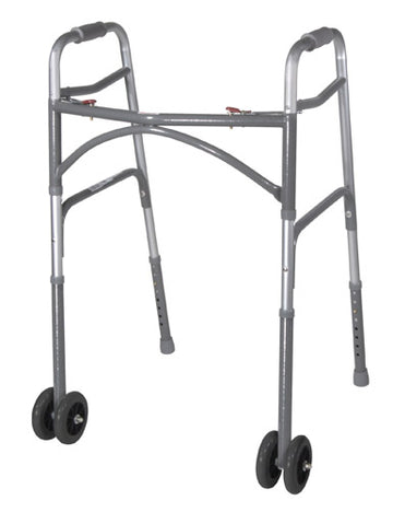 Bariatric Adult Folding Walker w/Wheels  Double Button