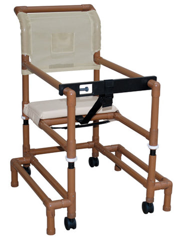 Walker PVC w/Ht Adj Arms &Seat Std w/Outriggers-Wood Tone