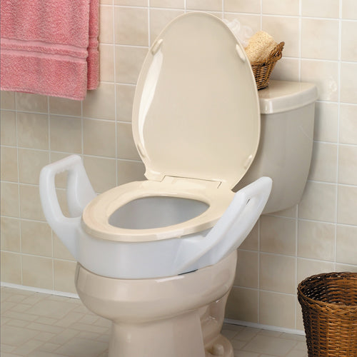 Elevated Toilet Seat w/Arms Elongated 19  Wide