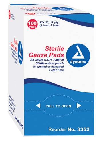 Gauze Sponges Ster-1's 3 x3  12ply Bx/100