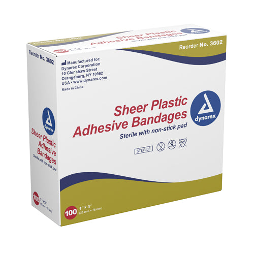 Adhesive Bandages Sheer Strips Sterile 1 x3   100/bx