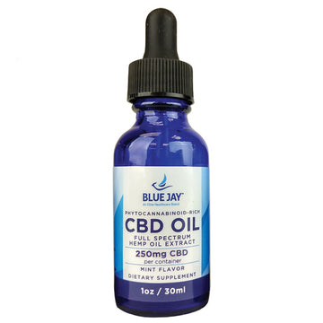 CBD Oil Pure Hemp Drops 250 mg  1 oz Blue Jay - Mint