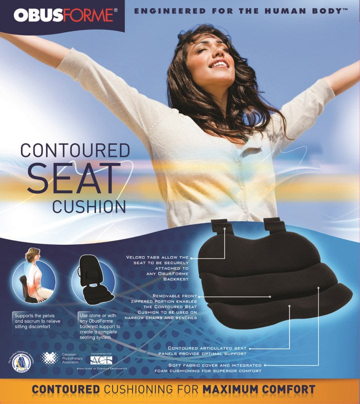 Obus Contoured Seat Cushion Black  (Bagged)
